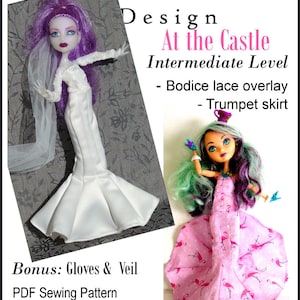 At The Castle Dress 25-29 cm Doll Clothes Pattern Designed to Fit Monster High® Dolls - Karen Lorraine Design - PDF - Pixie Faire