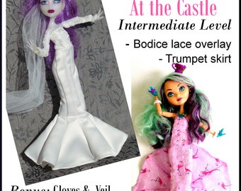 At The Castle Dress 25-29 cm Doll Clothes Pattern Designed to Fit Monster High® Dolls - Karen Lorraine Design - PDF - Pixie Faire