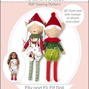 Elly and Eli Elf Doll 23 Inch Cloth Doll with Removable Romper or Shorts Sewing Pattern - My Sunshine Dolls - PDF - Pixie Faire