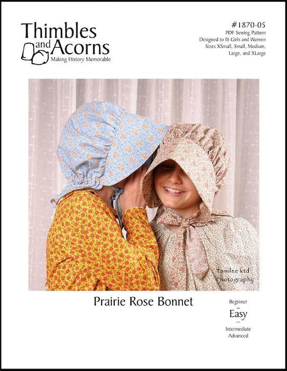 Prairie Rose Bonnet Pattern for Girls and Women - Thimbles and