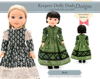 Beth 14.5 inch Doll Clothes Pattern Designed to Fit Dolls such as WellieWishers™ - Keepers Dolly Duds - PDF - Pixie Faire