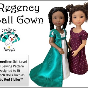 Regency Ball Gown 12 inch Doll Clothes Pattern Designed to Fit Siblies™ Dolls- Crafty Lil Turkey -PDF- Pixie Faire