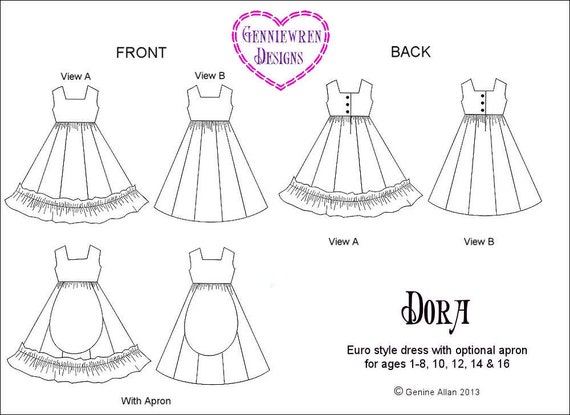 Dora Dress Designed to Fit Girls - Sizes 1-16 PDF Sewing Pattern -  Genniewren Designs - PDF - Pixie Faire - Etsy