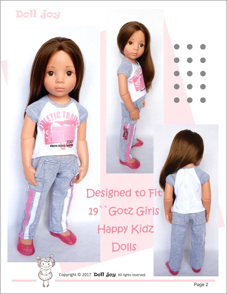 Active Pants 19 inch Doll Clothes Pattern Fits Dolls Such as Gotz® Hannah or Happy Kidz Doll Joy PDF Pixie Faire image 2