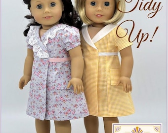 Let's Tidy Up! 18" Doll Clothes Pattern Designed to Fit Popular 18" Dolls - Eighteen Cotton Lane - PDF - Pixie Faire