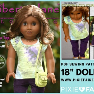 Cortina Top 18 inch Doll Clothes Pattern Fits Dolls such as American Girl® Liberty Jane PDF Pixie Faire image 1