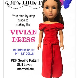 Vivian Dress 14-14.5 inch Doll Clothes Pattern Fits Dolls like WellieWishers™ or Hearts for Hearts - JD&#39;s Little Boutique -PDF- Pixie Faire