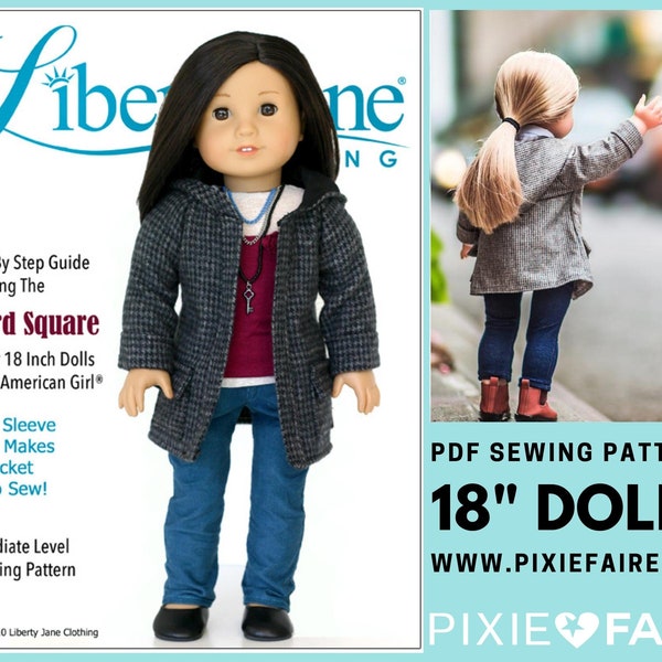 Oxford Square Coat 18 inch Doll Clothes Pattern Fits Dolls such as American Girl® - Liberty Jane - PDF - Pixie Faire