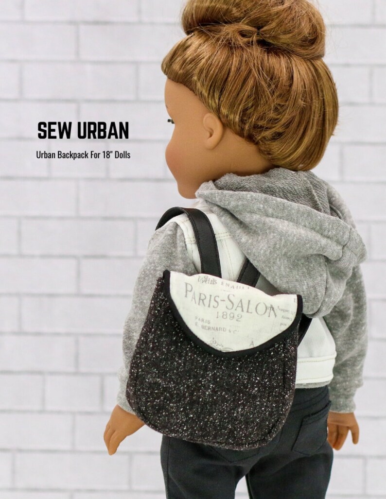 Patrón de accesorio de ropa para muñecas de 18 pulgadas con mochila urbana que se adapta a las muñecas más populares de 18 pulgadas - Sew Urban - PDF - Pixie Faire imagen 4
