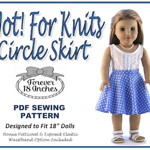 NOT! for Knits Circle Skirt 18 inch Doll Clothes Pattern Fits Dolls such as American Girl® - Forever 18 Inches - PDF - Pixie Faire