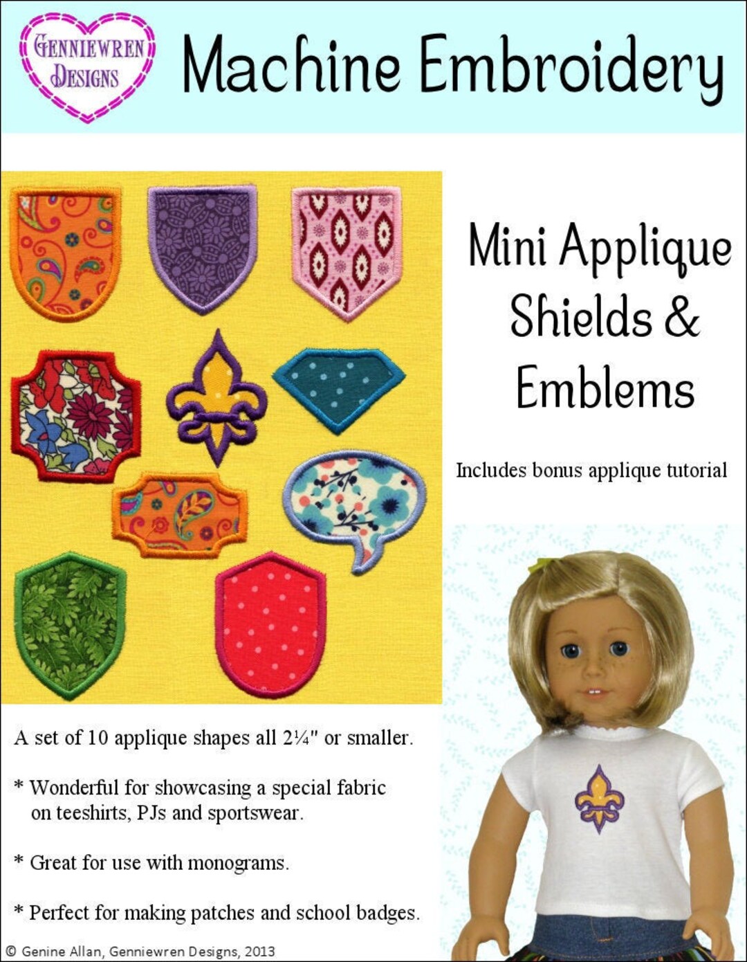 Mini Applique Shields & Emblems Machine Embroidery Designs Sized for ...