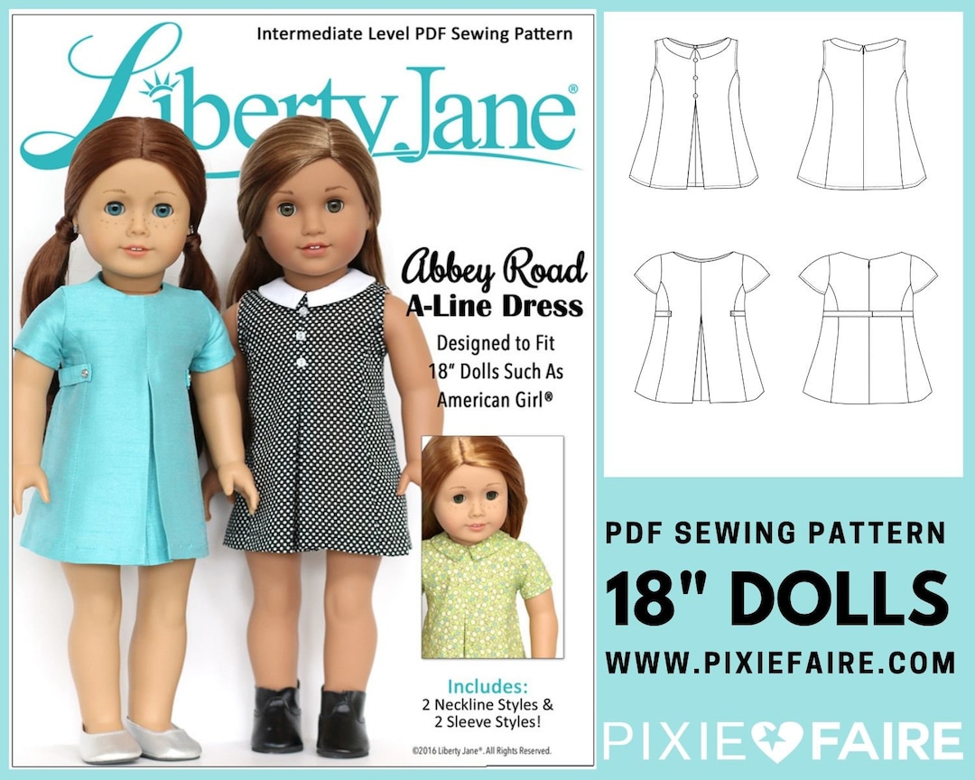 Dolly Helena. PDF sewing pattern for 14, 15 & 18 American Girl dolls,  Wellie Wisher & Bitty Baby equivalent. - The Simple Life