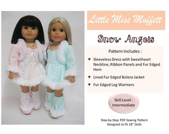 Snow Angels 18" Doll Clothes Pattern Fits Popular 18" Dolls - Little Miss Muffett - PDF - Pixie Faire