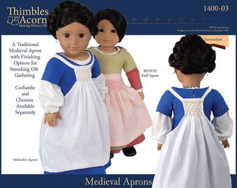 Medieval Aprons 18 inch Doll Clothes Pattern Fits American Girl® Dolls- Thimbles and Acorns - PDF - Pixie Faire