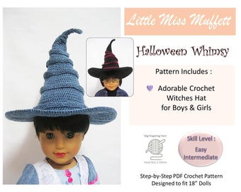 Halloween Whimsy 18" Doll Clothes Crochet Pattern Fits Popular 18" Dolls - Little Miss Muffett - PDF - Pixie Faire