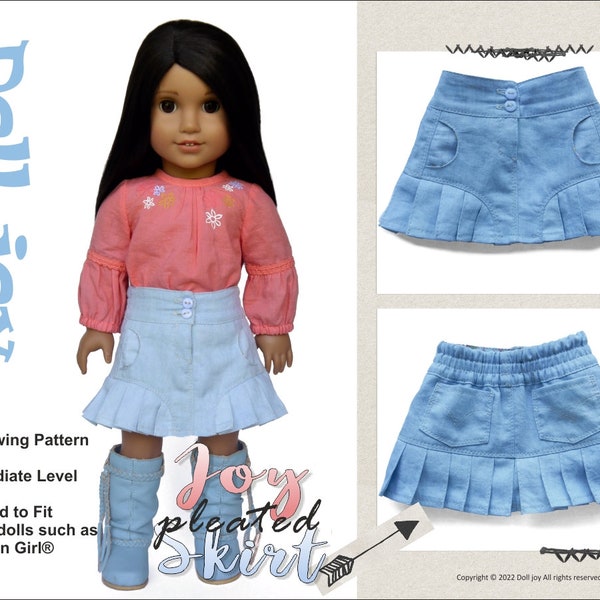 Joy Pleated Skirt 18 inch Doll Clothes Pattern Fits Dolls Such as American Girl® - Doll Joy - PDF - Pixie Faire