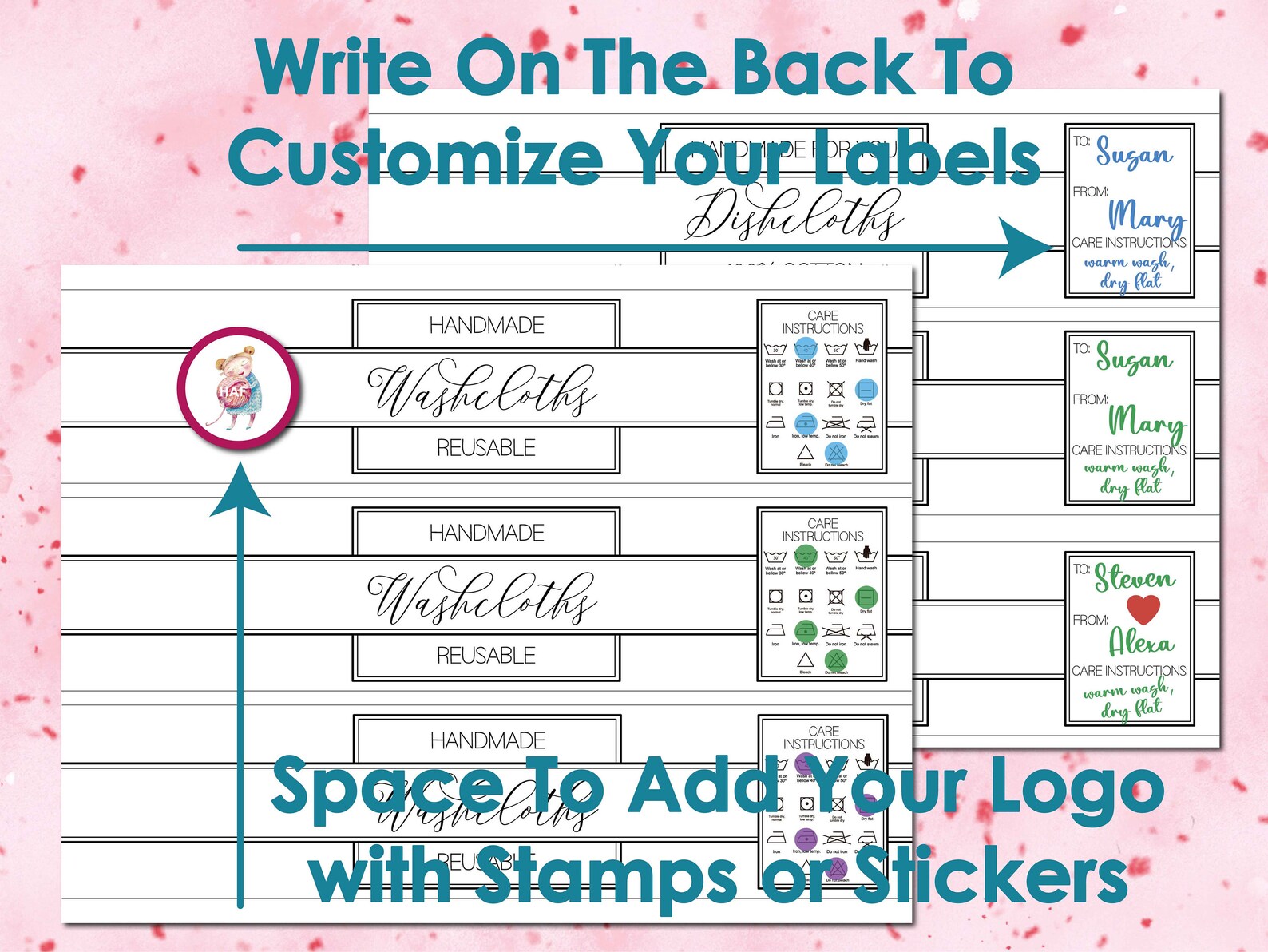 Printable Dishcloth Labels Washcloth Tags Handmade Item - Etsy
