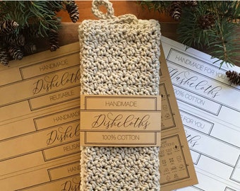 Printable Dishcloth & Washcloth Labels: Rustic Farmhouse Packaging (PDF)