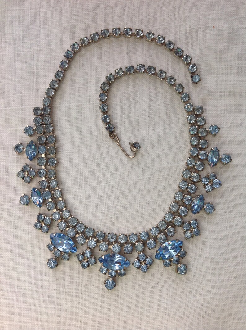 Art Deco Necklace March Birthstone Aquamarine Blue | Etsy