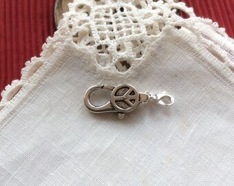Peace Sign Extender, Antiqued Silver Tone, Bracelet or Necklace, 1.5 inches, 38 mm
