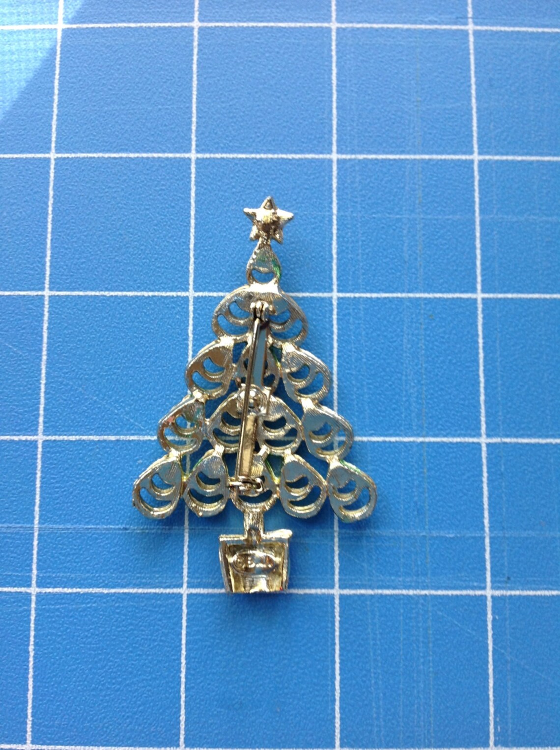 Book Piece BJ Christmas Tree Pin Brooch Green Washed Enamel Etsy