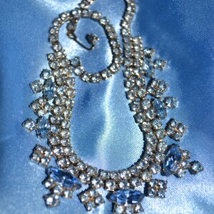 Art Deco Necklace, March Birthstone, Aquamarine Blue Rhinestone - Etsy