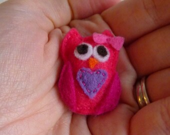 Tiny Felt Owl Pet! Eco friendly felt! Hand stitched miniature stuffed toy! Great stocking filler!