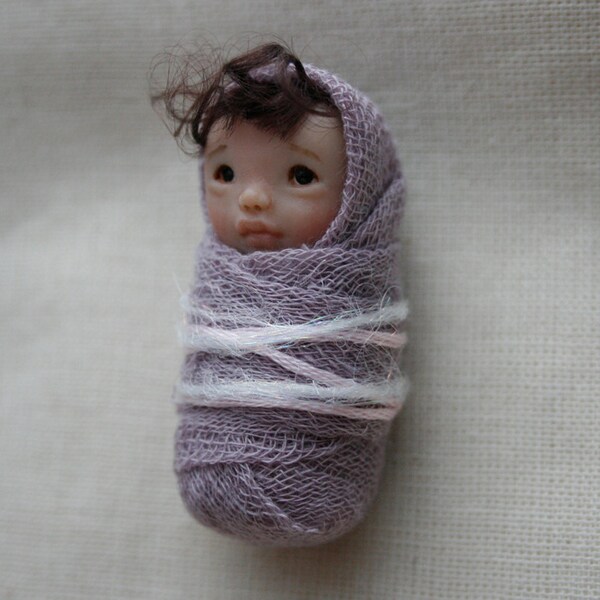 OOAK swaddled baby fairy by Nika'sDolls -cute and small-