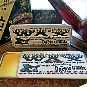 Moustache Wax - All Natural Maximum Hold - Doctor Ganix - Pocket Slider Stache Tin
