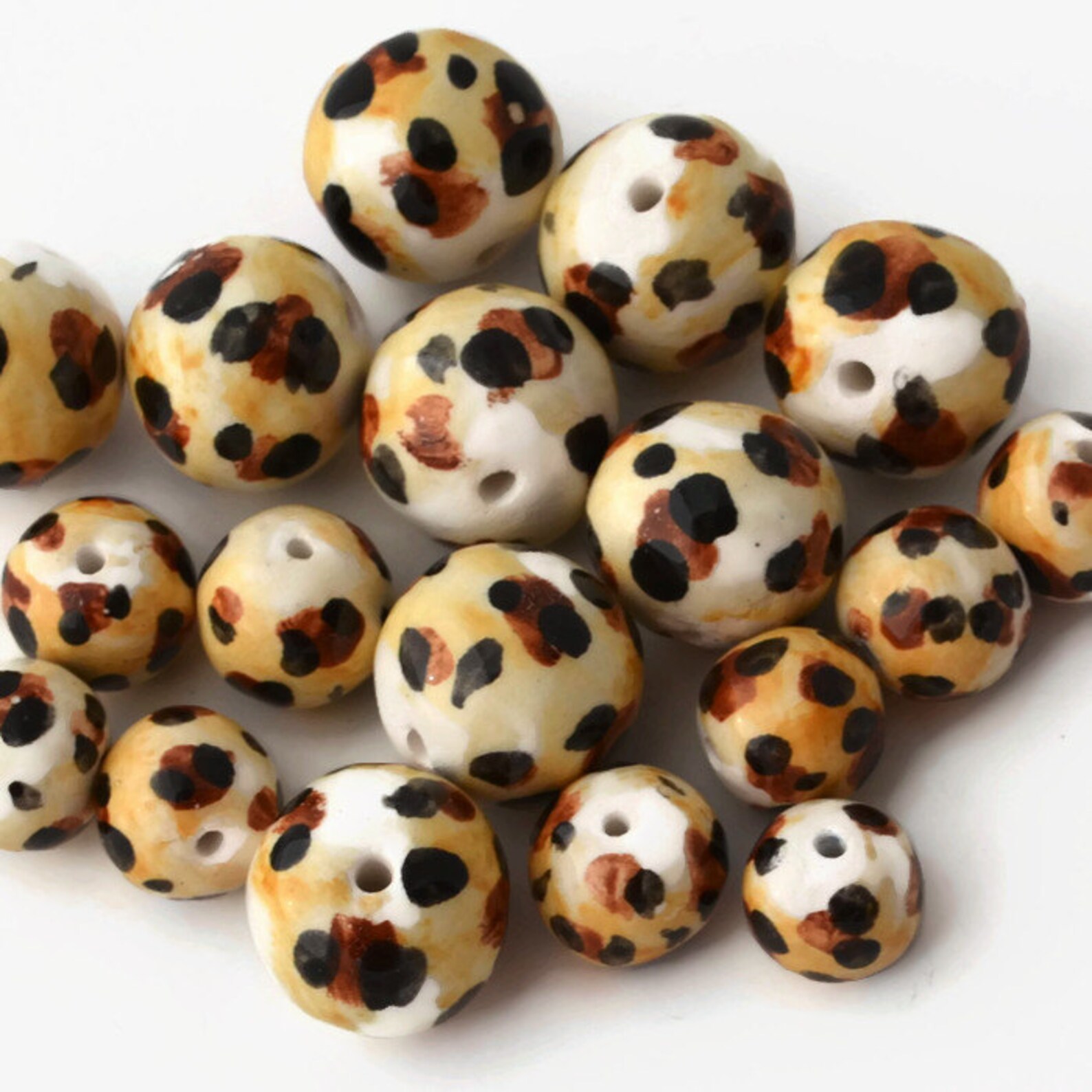 Leopard Print Beads Handmade Beads Ceramic Beads African Etsy