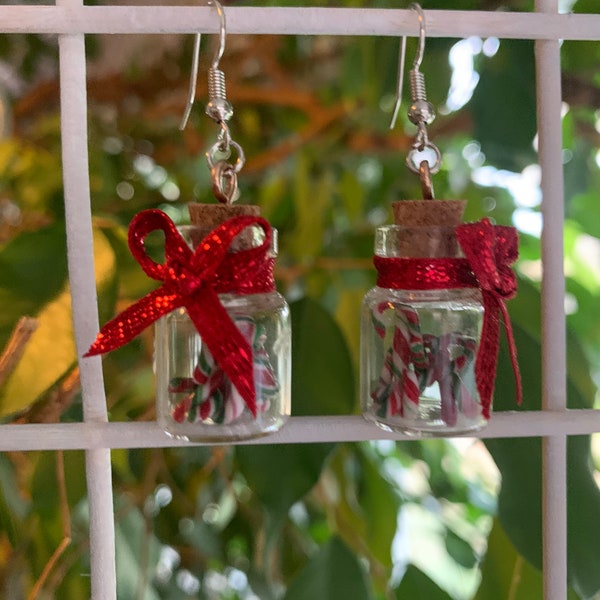 Boucles d’oreilles Christmas Candy Jar-Candy Canes