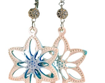 Snowflake Earrings (reversible) - resin lever back earrings for pierced ears