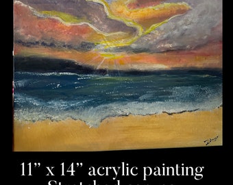 Sunset at the beach 11” x 14”