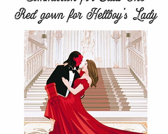 Commission for Elita One - Red ballgown for Hellboy’s Lady