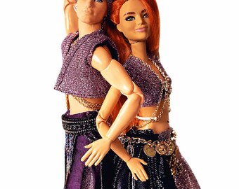 Handmade Beaded Belly Dance Doll Set – 1/6 Scale Fashion Dolls, Collector Art Dolls