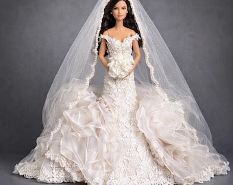 Custom Wedding Dress Doll, Couture Bridal Heirloom, Miniature Bride Keepsake, Wedding Gift