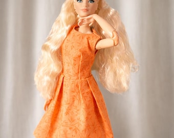 Minimalist A-Line Doll Dress, Modern 1/6 Fashion Outfit, Handmade OOAK Clothing, Clean Simple Style