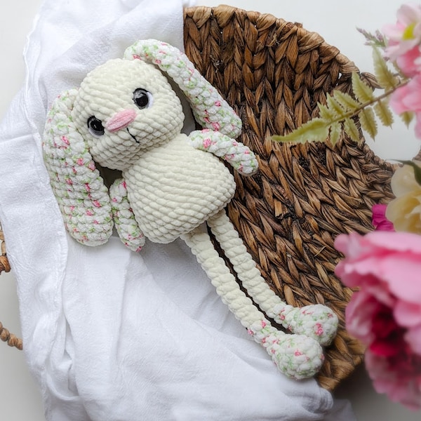 Cordelia Bunny Amigurumi Bear Pully Plush No-Sew Crochet Pattern PDF