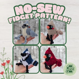Winter Birds Pully Plush Munchkin Amigurumi Fidget No-Sew Crochet Pattern PDF
