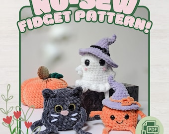 Spooky Muchkin Pully Plush Amigurumi Stress Ball Squeeze Toy No-Sew Crochet Pattern PDF