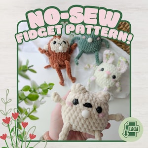 Patrones de crochet para la pelota antiestrés de peluche Amigurumi Pully: Mono, Rana, Oso y Conejito (PDF sin costura)