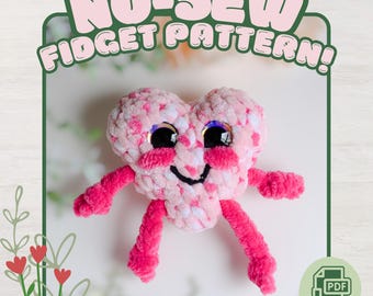 Harmony the Heart Pully Plush Minikin Amigurumi Fidget No-Sew Crochet Pattern PDF