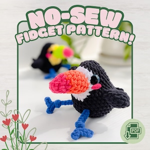 Guillermo the Toucan Pully Plüsch Munchkin Amigurumi Low-Sew Fidget Häkelanleitung PDF