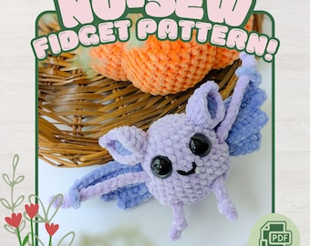Darla the Bat Pully Plush Munchkin Amigurumi Stress Ball Squeeze Toy Low-Sew Crochet Pattern PDF