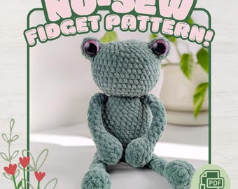 Gilbert Amigurumi Frog Pully Plush No-Sew Crochet Pattern PDF