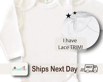 Baby Girl Long Sleeve Sublimation Bodysuit | Infant Girl White One Piece Blank | 6-12 month size