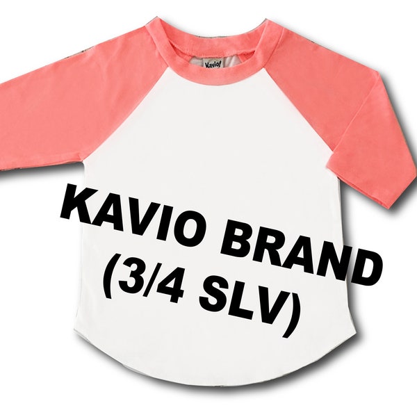 Kavio Raglan Sleeve Blank, Girls Kavio Coral Raglan Sleeve Shirt, Girls Neon Coral Shirt for DTG HTV or Sublimation, Neon Coral Blank Shirt