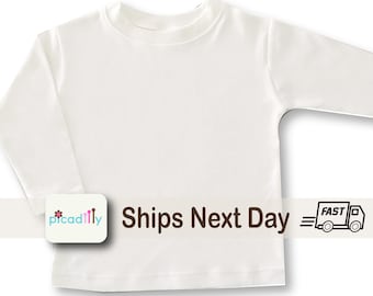 Baby Toddler and Big Kid Long Sleeve Shirt | Heavy 100% Cotton Blank | Unisex Long Sleeve Tshirt