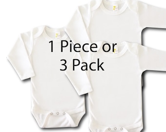 Blank Long Sleeve Baby Bodysuit: 100% Cotton, DIY Project