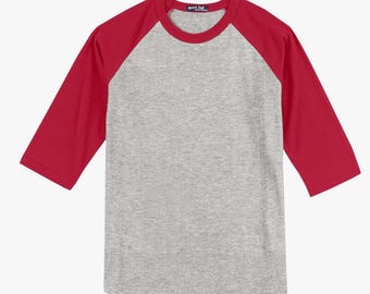 Youth SPORT-TEK Red Raglan Sleeve Shirt: Unisex Shirt for DIY projects | 100% Cotton